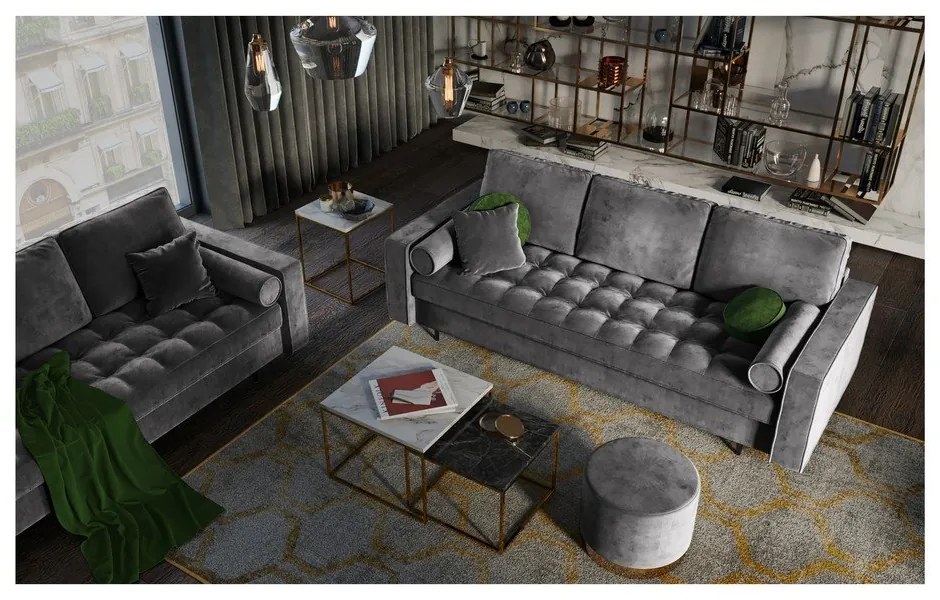 Divano letto in velluto grigio scuro Santo - Milo Casa