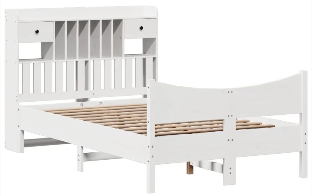 Letto senza materasso bianco 135x190 cm legno massello di pino