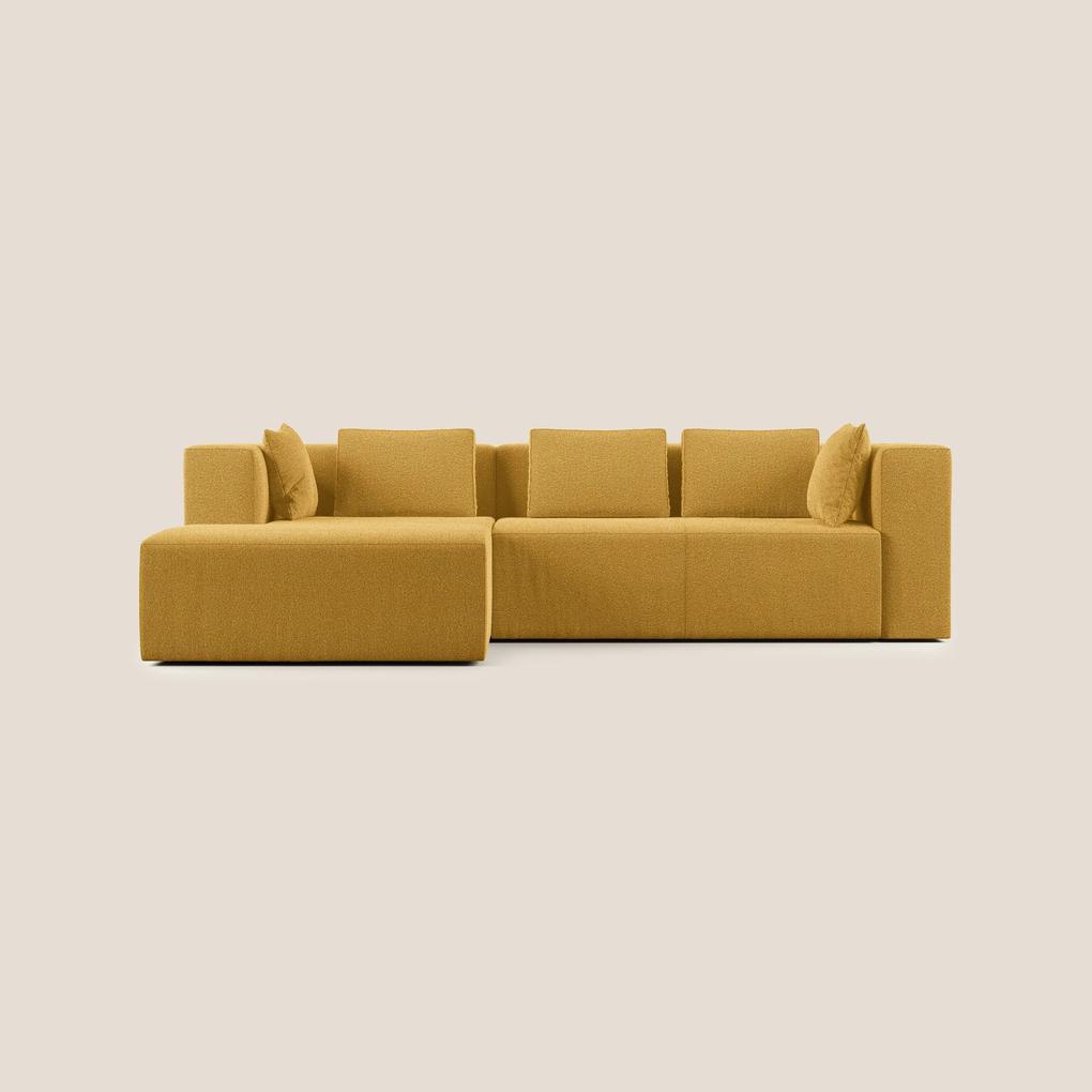 Nettuno divano angolare componibile in morbido tessuto bouclè T07 giallo sinistro