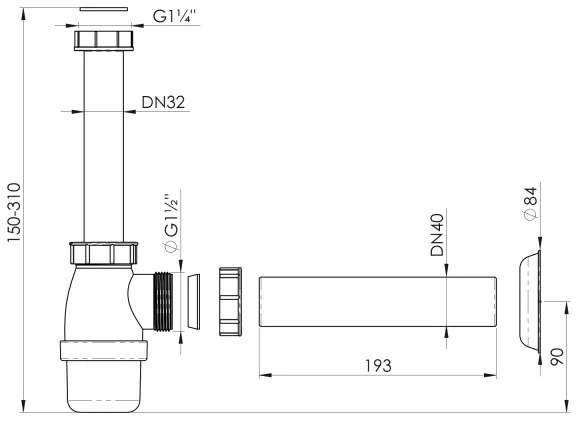 Bruckner - Vasca di raccolta DN40 bianco