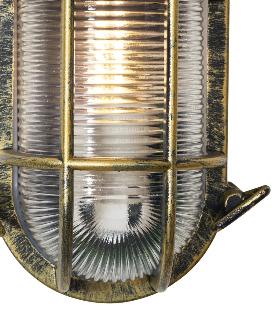 Lampada da parete e da soffitto per esterni oro antico 5,2 cm ovale IP44 - Noutica