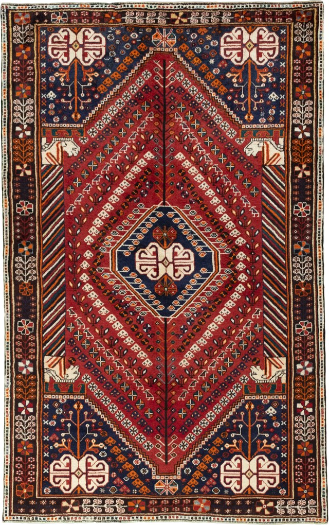 Shiraz Tappeto 260 x 160 Rosso (Iran) Annodato A Mano