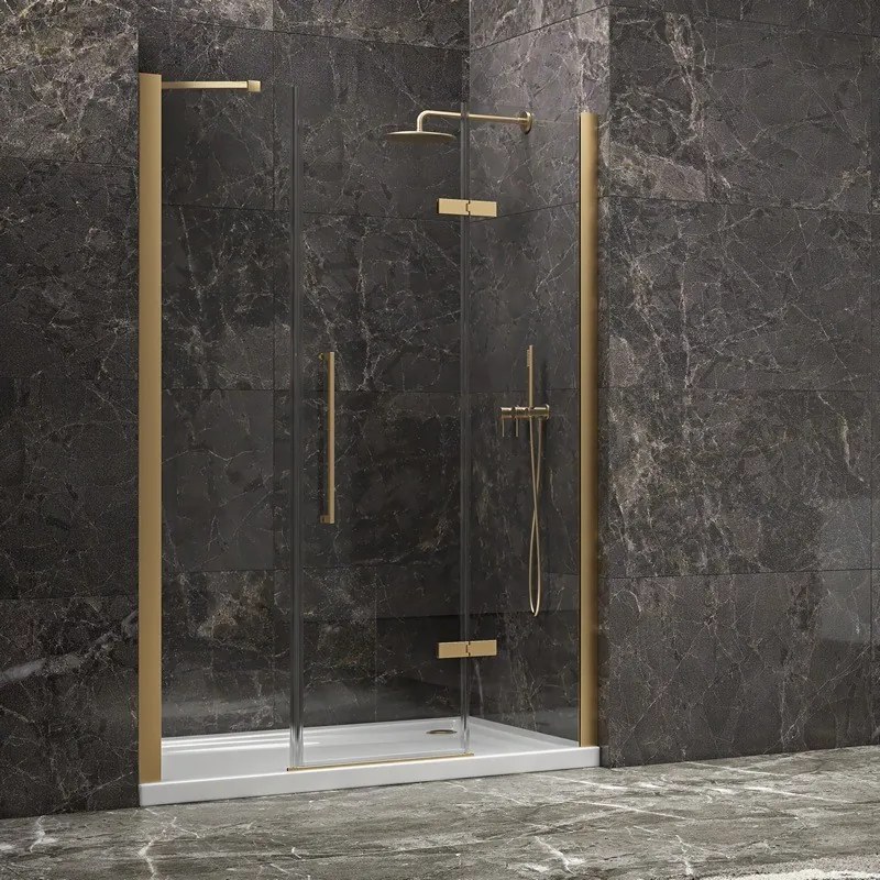 Porta doccia 170 cm battente e 2 fissi oro spazzolato | KT6000G - KAMALU
