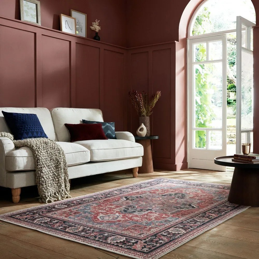 Tappeto lavabile bordeaux con fibra riciclata 80x150 cm Windsor - Flair Rugs