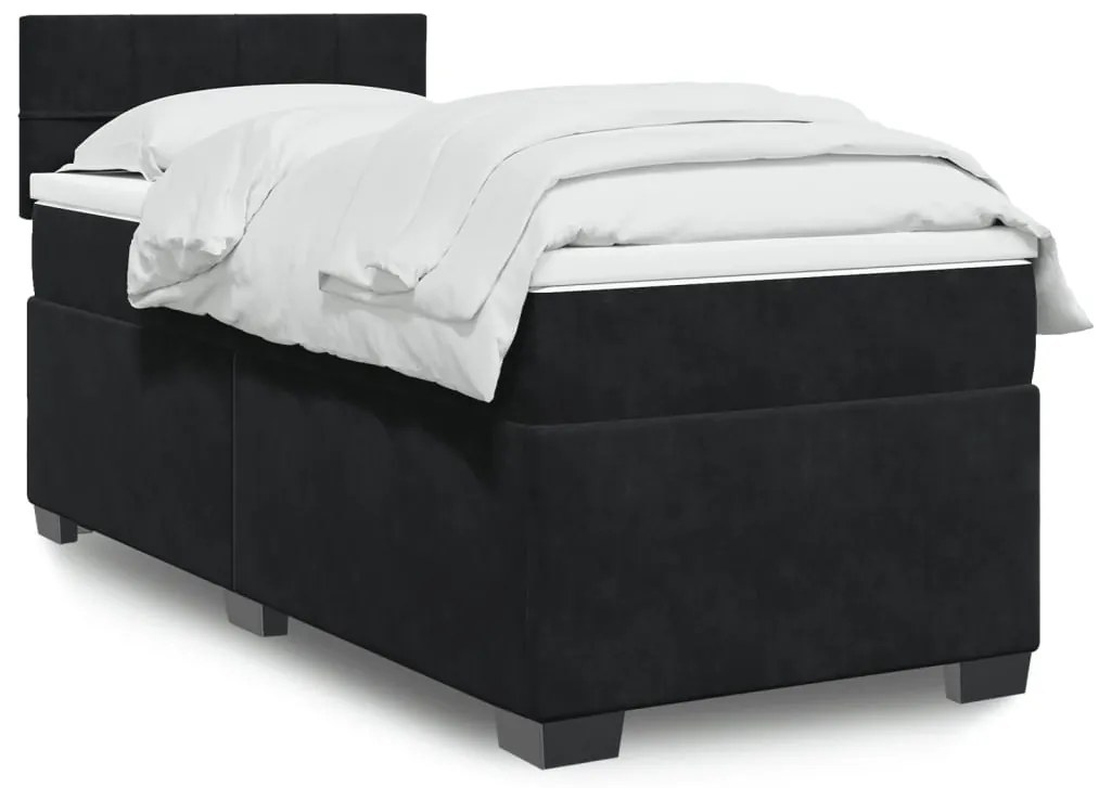 Giroletto A Molle Con Materasso Nero 90x200 Cm İn Velluto /