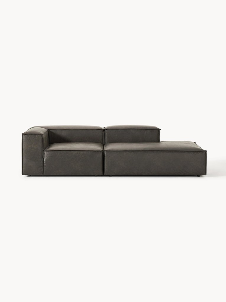 Chaise longue componibile in pelle Lennon