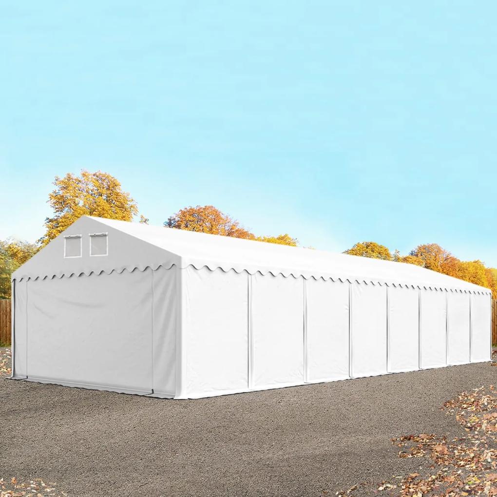 TOOLPORT 5x16 m tenda capannone, altezza 2,6m, PVC 800, telaio perimetrale, bianco, con statica (sottofondo in cemento) - (638520)