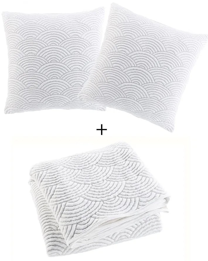 Set con copriletto e federa bianco/beige in jersey 220x240 cm Cassandra – douceur d'intérieur