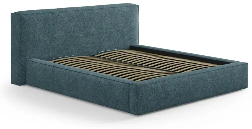 Letto matrimoniale imbottito blu con contenitore con rete inclusa 200x200 cm Simon Olivia – Micadoni