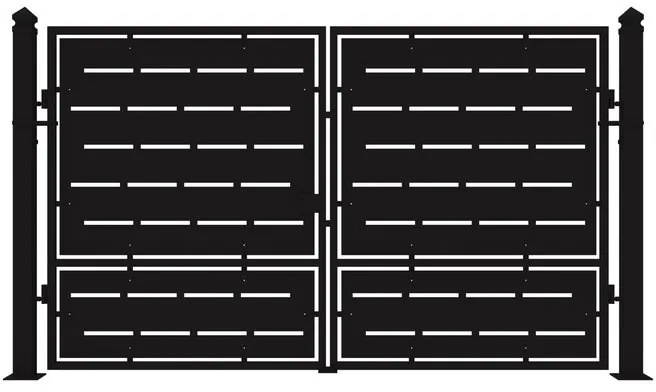 Cancello elettrico battente Privacy in ferro, apertura centrale, L 308.5, H 180 cm, di colore nero