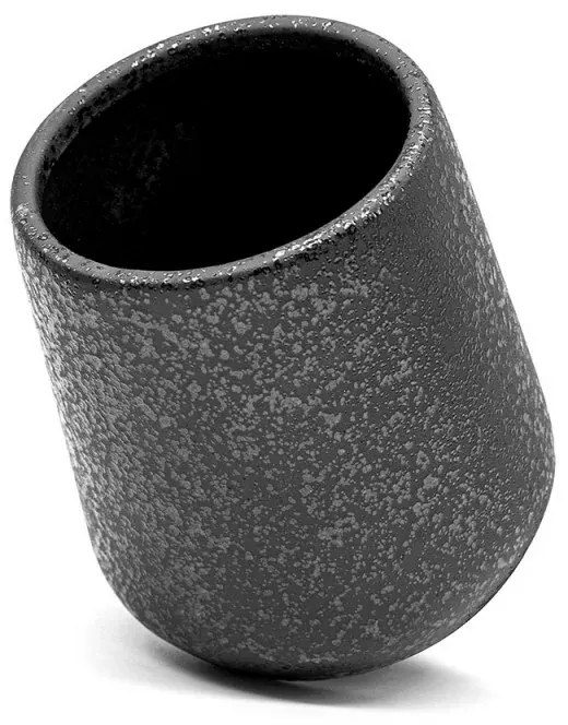 Set 3 accessori bagno da appoggio in ceramica nera con effetto glitter