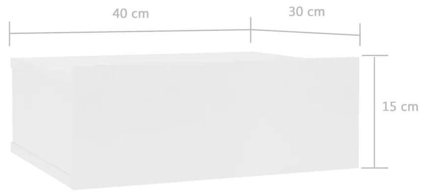 Comodino Pensile Bianco 40x30x15 cm in Legno Multistrato