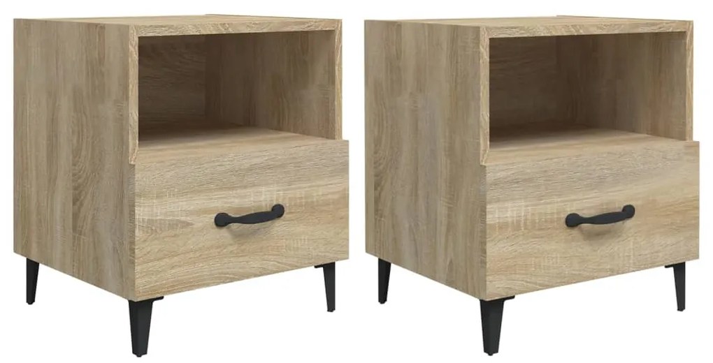 Comodini 2 pz rovere sonoma in legno multistrato