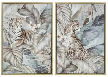 Quadro DKD Home Decor Tropicale Giungla (2 Unità)