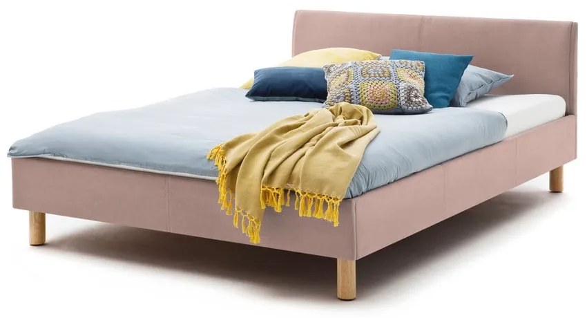 Letto matrimoniale imbottito rosa rete non inclusa 140x200 cm Lena – Meise Möbel