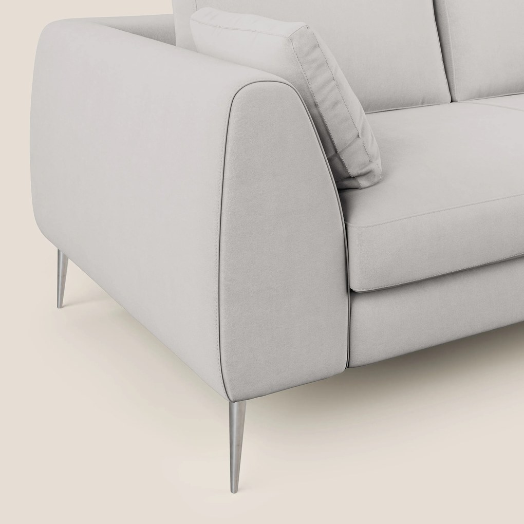 Plano divano moderno in microfibra tecnica smacchiabile T11 grigio chiaro