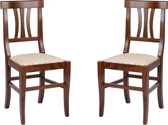 Sedia in legno massello con seduta imbottita LAURA finitura noce SET 2 PZ