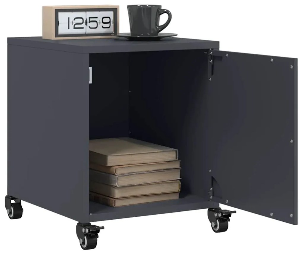 Comodini 2 Pz Antracite 36x39x43,5 Cm İn Acciaio /