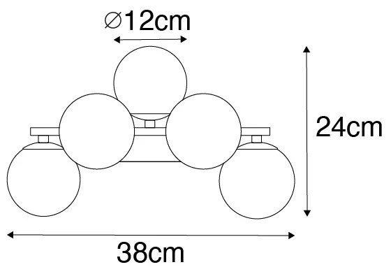 Applique moderna nera con vetro fumé 5 luci - Bianca