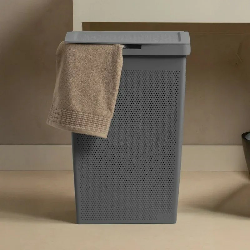 Cesta portabiancheria 65 lt grigia in plastica riciclata