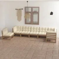 Set Divani da Giardino 7 pz con Cuscini Legno Massello di Pino 3076647