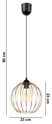 Lampadario a sospensione con filo MATT 1xE27/60W/230V nero/rame
