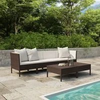 Set Divani da Giardino 6 pz con Cuscini in Polyrattan Marrone 3056981