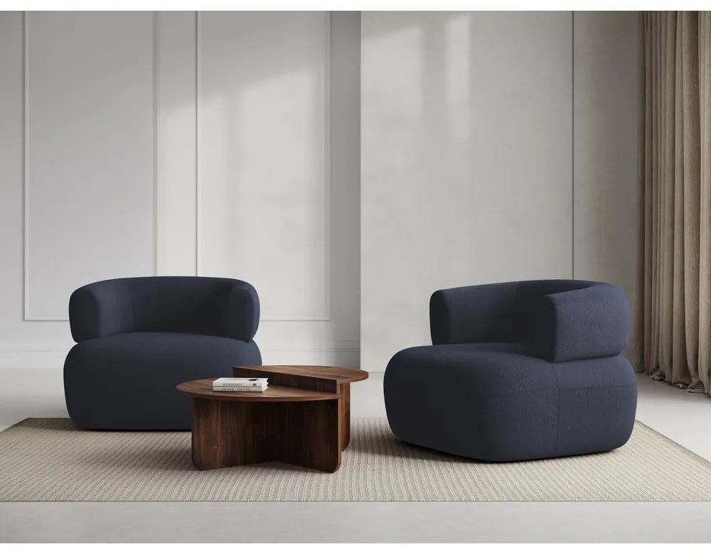 Poltrona bouclé blu scuro Jenny - Micadoni Home