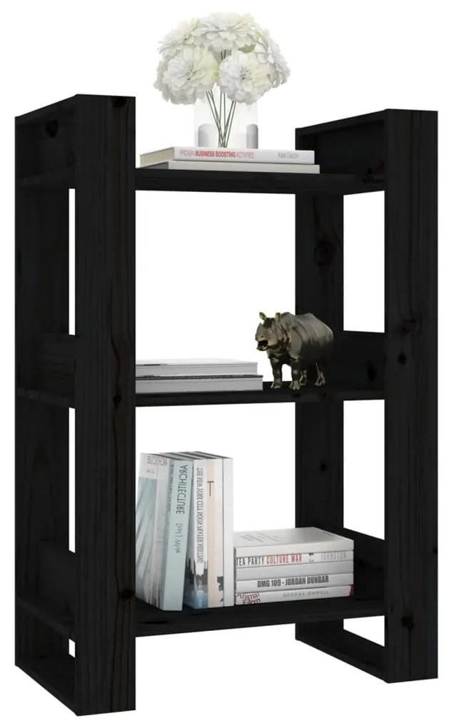 Libreria/divisorio nero 60x35x91 cm in legno massello di pino