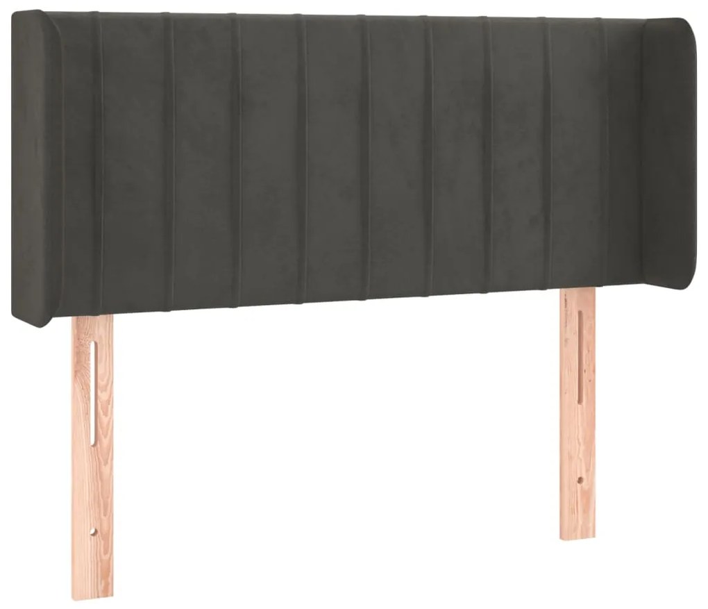 Testiera ad orecchio grigio scuro 103x16x78/88 cm in velluto