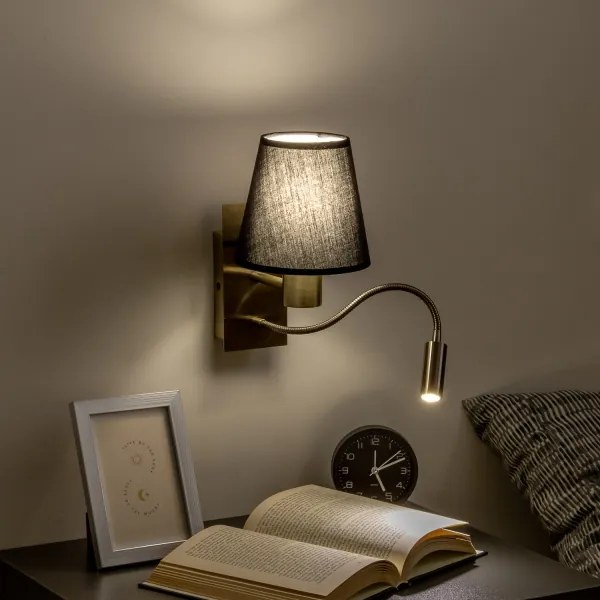 Brilagi - Applique a LED NUBILA 1xE27/25W/230V + LED/3W ottone/nero