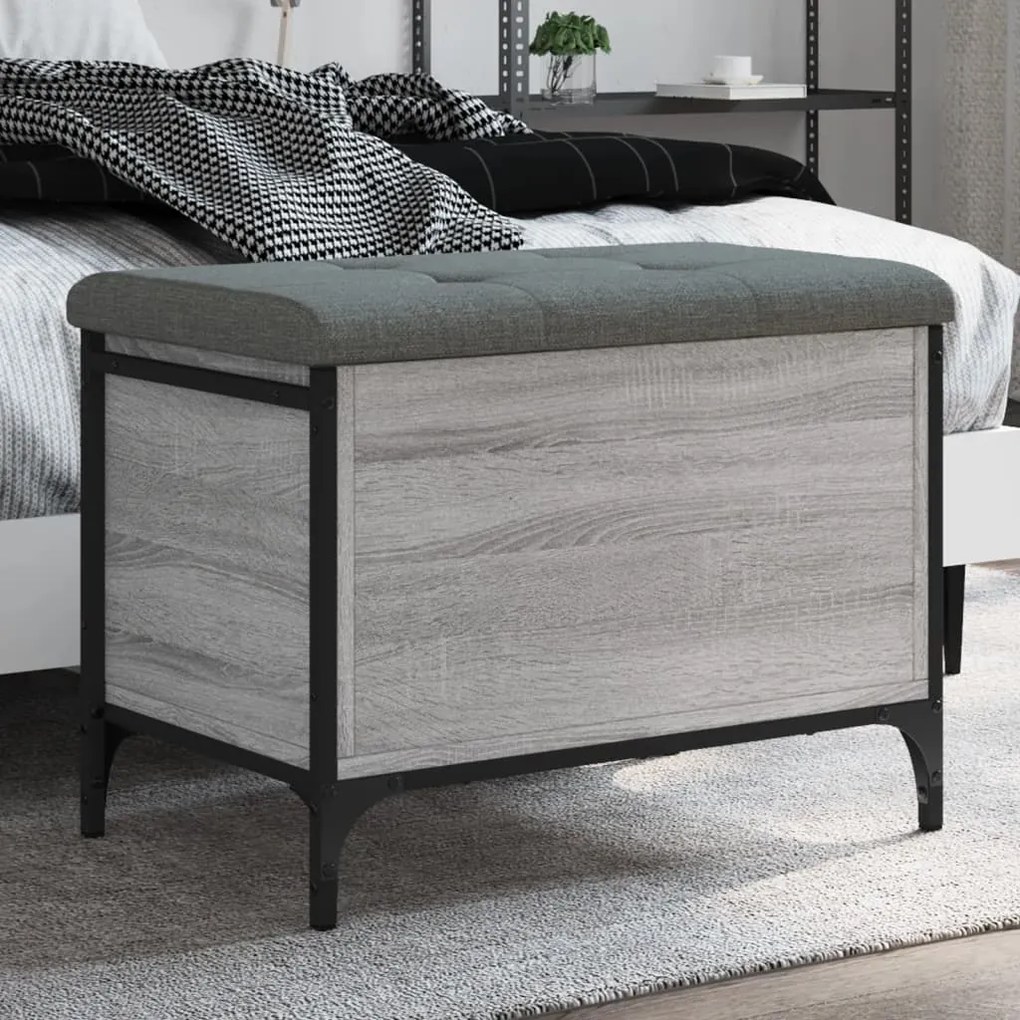Panca Portaoggetti Grigio Sonoma 62x42x45 Cm Legno Multistrato /