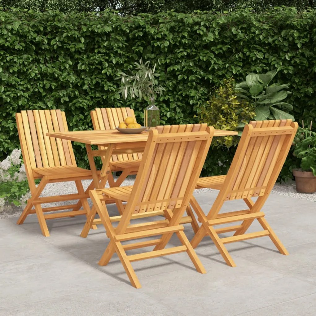 Set da pranzo per giardino 5 pz in legno massello di teak