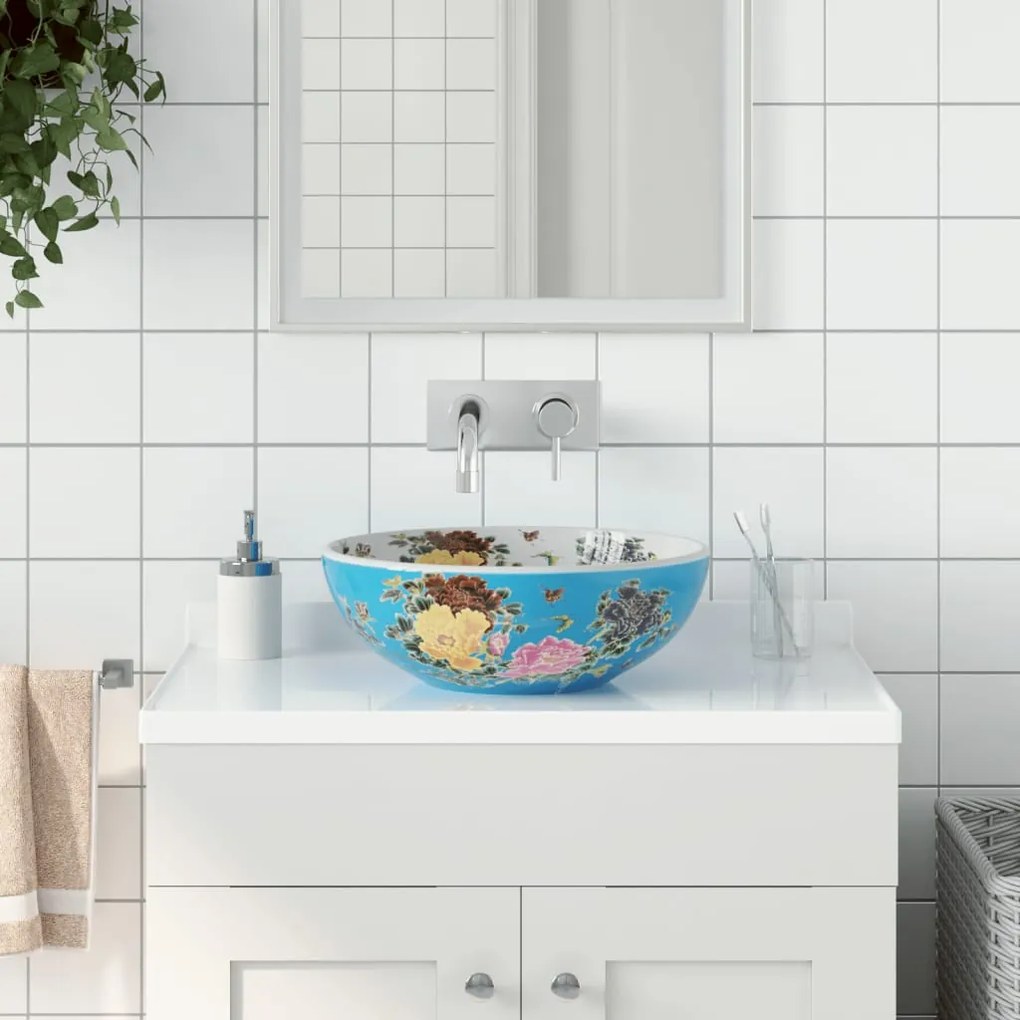 Lavabo Da Appoggio Multicolore Rotondo ?41x14 Cm Ceramica /