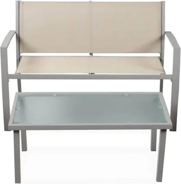 Salotto da esterno in acciaio verniciato con divano, poltrone e tavolo Sierra Marrone