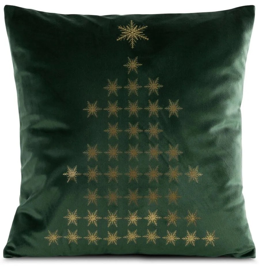 Copertina natalizia in velluto verde con albero dorato Larghezza: 45 cm | Lunghezza: 45 cm