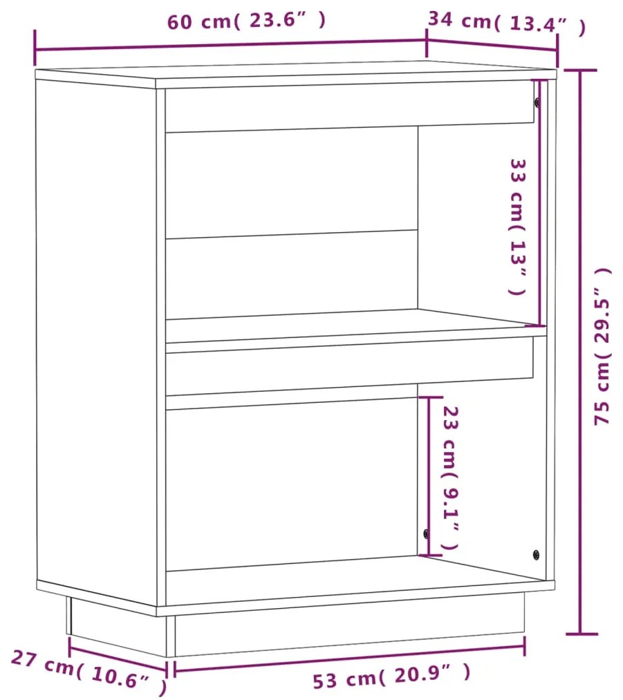 Mobile Consolle Bianco 60x34x75 cm in Legno Massello di Pino