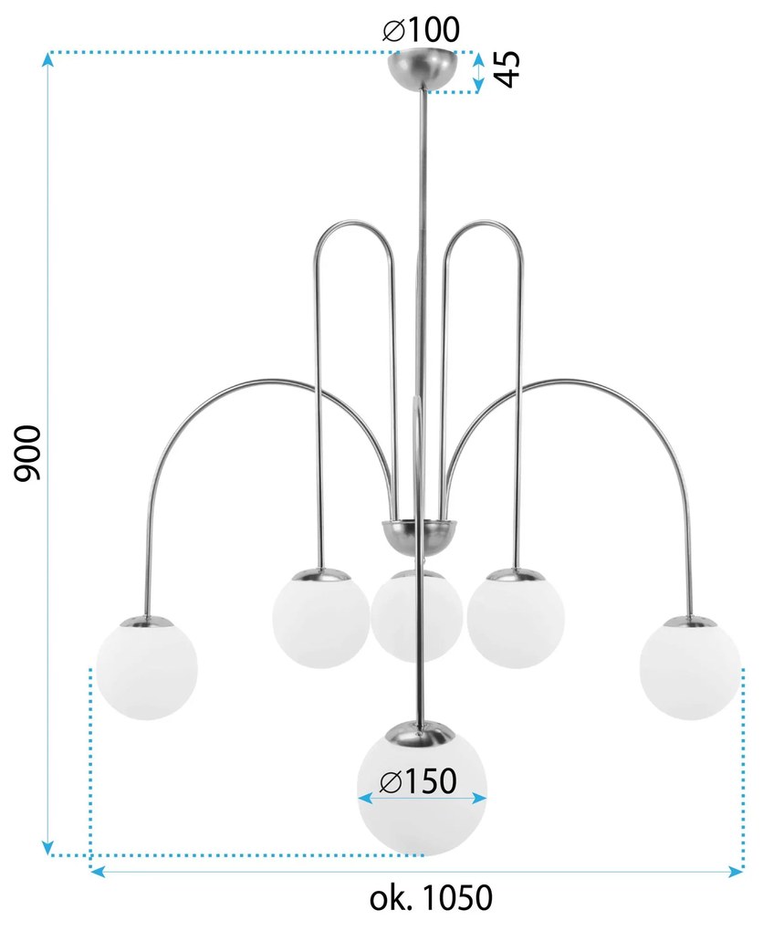 LAMPA SUFITOWA WISZĄCA ZŁOTA Z BIAŁYMI KULAMI APP1574-5CP