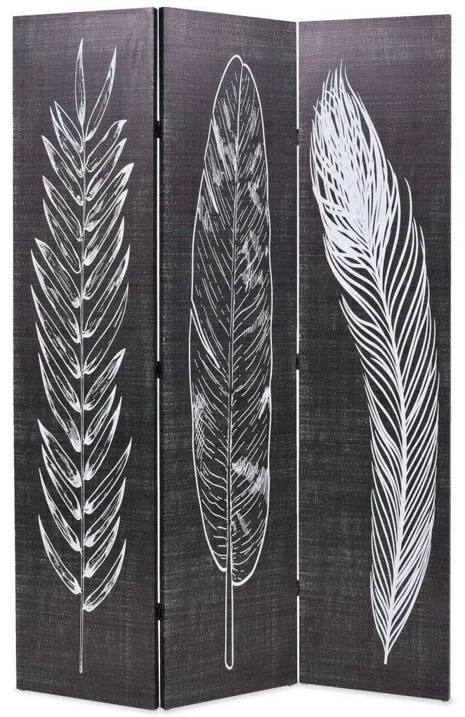 Paravento Pieghevole 120x170 Cm Stampa Piume Bianco E Nero /