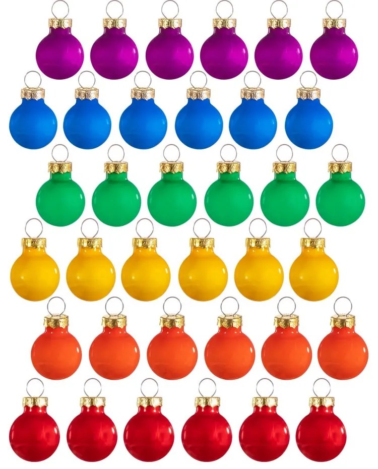 Set di palline di Natale in vetro fatte a mano 36 pz ø 2 cm Rainbow Mini – Sass &amp; Belle