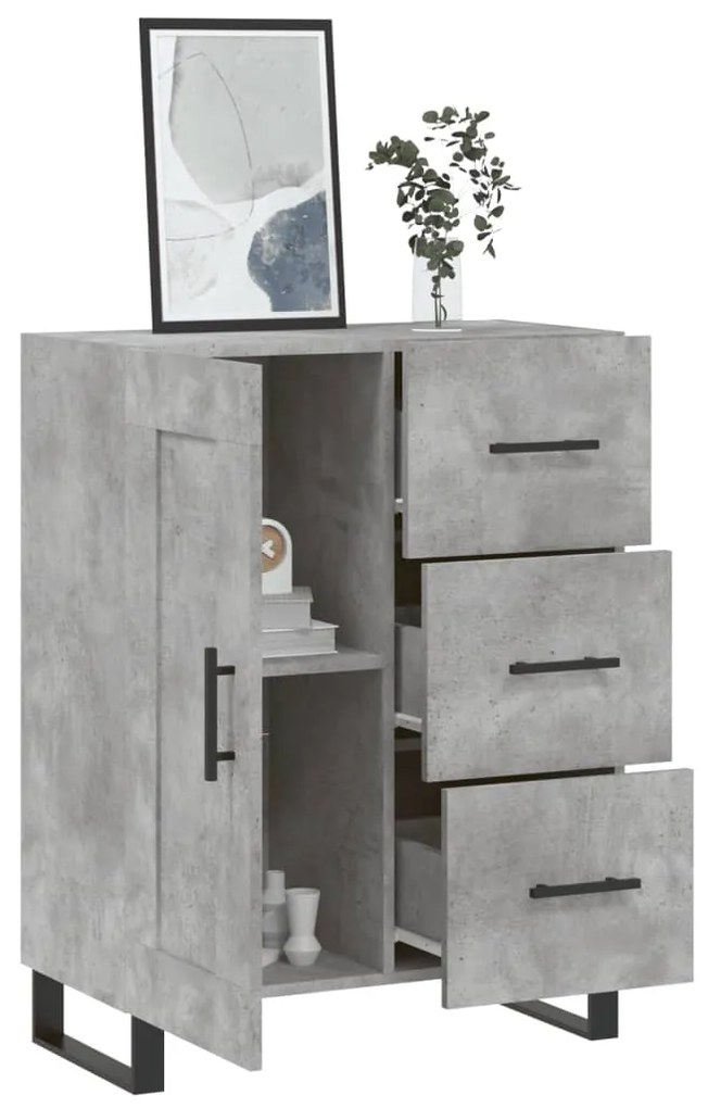 Credenza grigio cemento 69,5x34x90 cm in legno multistrato