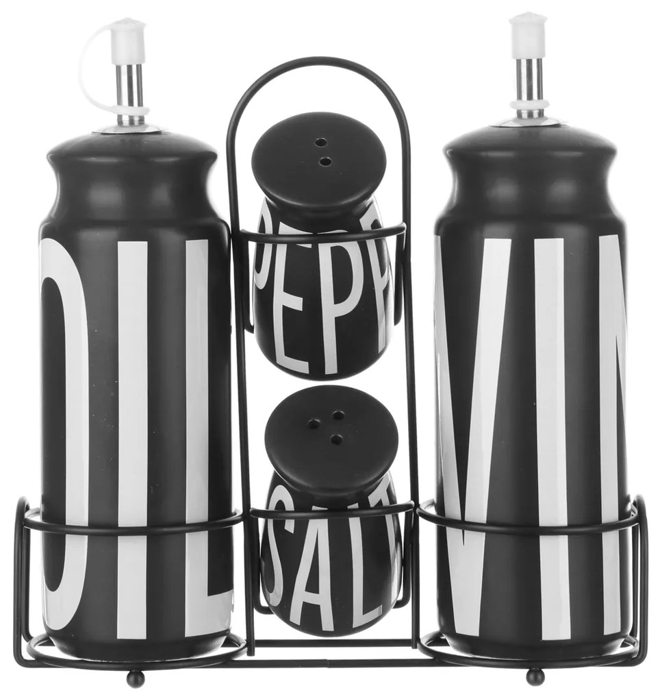 Set olio, aceto, sale e pepe ceramica nera Big is more