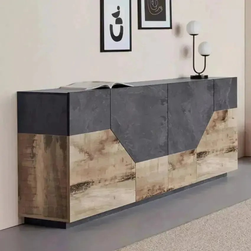 Credenza Alien Sideboard in Legno di Pero e Ardesia - Dimensioni 200 x 43 x 86 cm