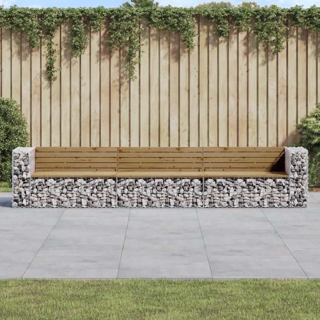 Panca da Giardino Design Gabbione 347x71x65,5cm Pino Impregnato