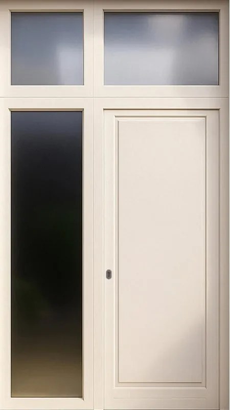 Portoncino d'ingresso in alluminio Bugnale 52 L 80 x H 210 cm bianco/noce apertura a destra
