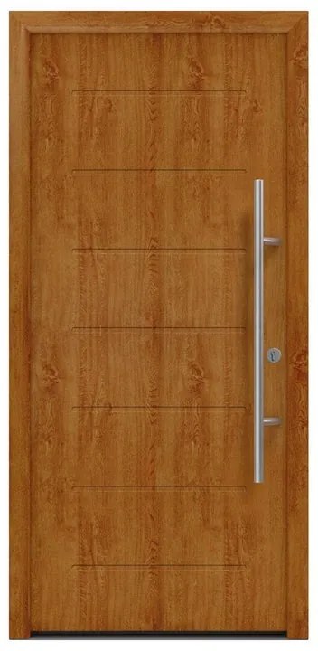 Portoncino d'ingresso HORMANN Iso Pro Secur 015 L 90 x H 210 cm in acciaio rovere dorato, apertura tirare a sinistra
