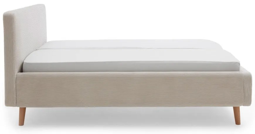 Letto matrimoniale imbottito beige rete non inclusa 180x200 cm Mattis Cord – Meise Möbel