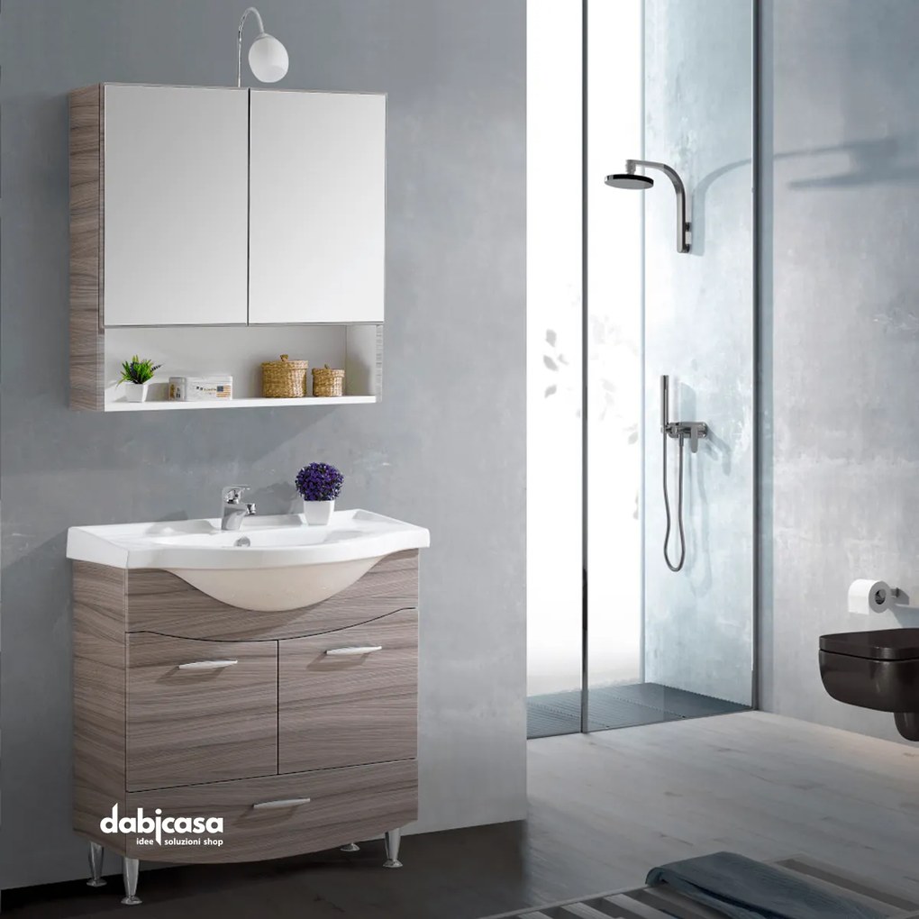 Mobile Bagno Con Piedini "Luna" 80cm Colore Olmo Larice