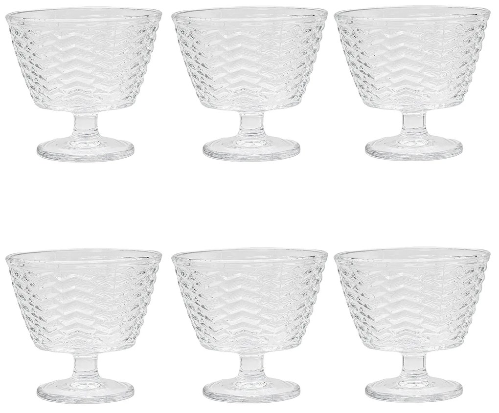 Set 6 coppette gelato in vetro decorato Tahiti