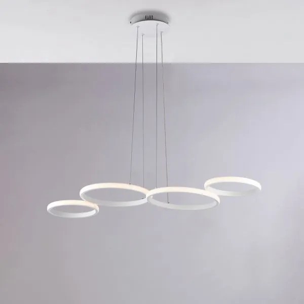 Sospensione in metallo e alluminio laccato bianco con led integrato...